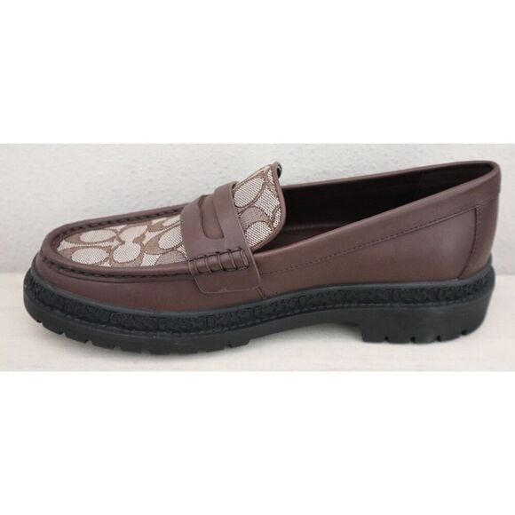 Coach CC833 Men's Sz 8D Brown Signature Jacquard Leather Brooks Loafers - Picture 7 of 13
